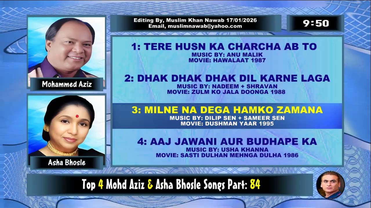Mohd Aziz & Asha Bhosle Top 4 Duets Songs Part, 84