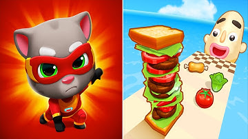 Talking Tom Hero Dash VS Sandwich Run MAX LEVEL GAMEPLAY - Android ,IOS