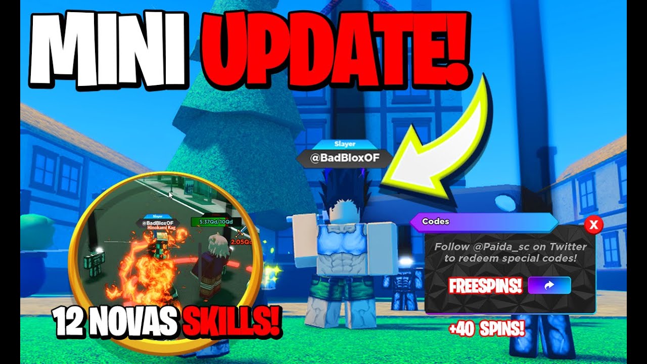 NOVOS CÓDIGOS, (+40 SPINS) NOVAS SKILLS E TUDO SOBRE O MINI UPDATE DO ...