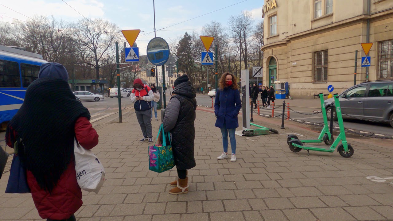 Afternoon walk around Cracow (Kraków), Poland - March 2021 - 4K 60fps POV