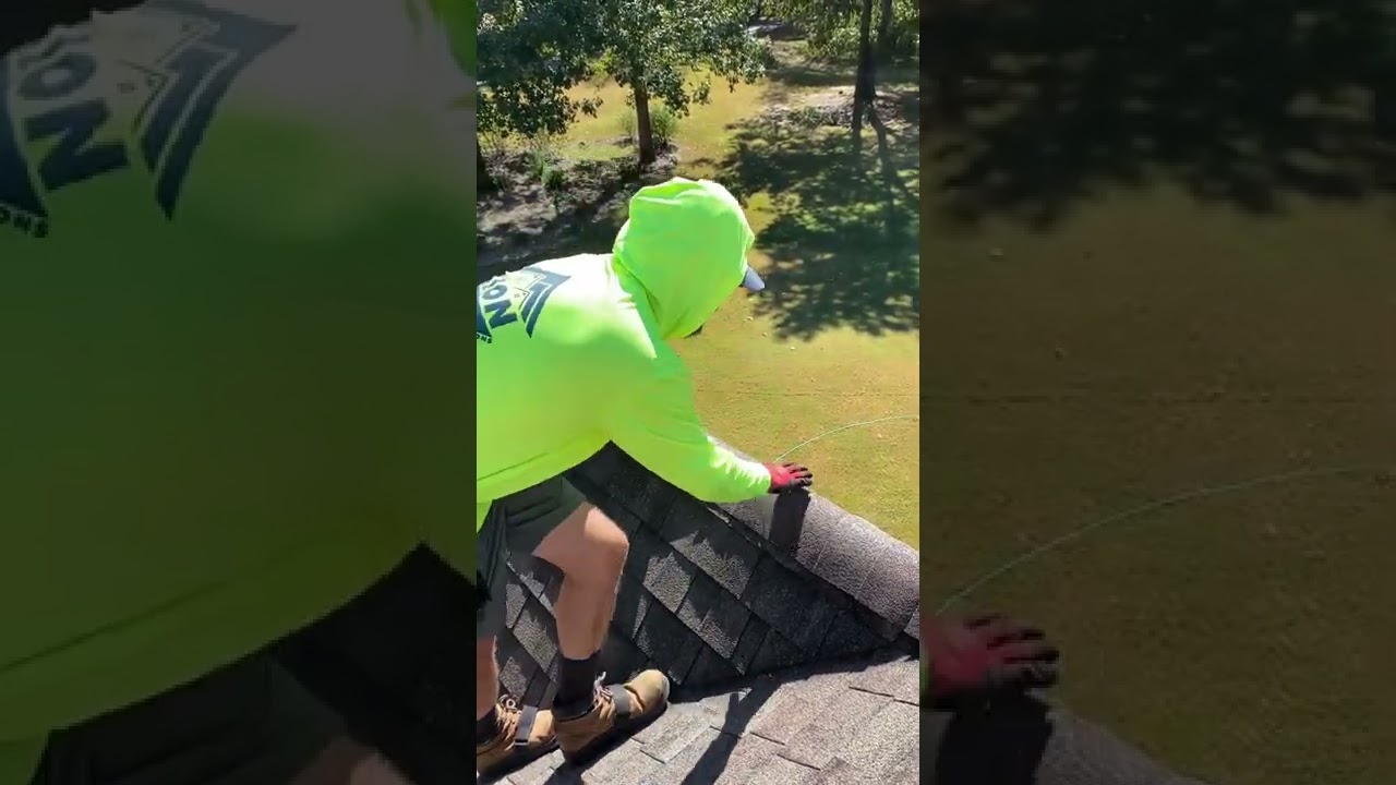 Roof inspection. Ridge-cap wind damage.