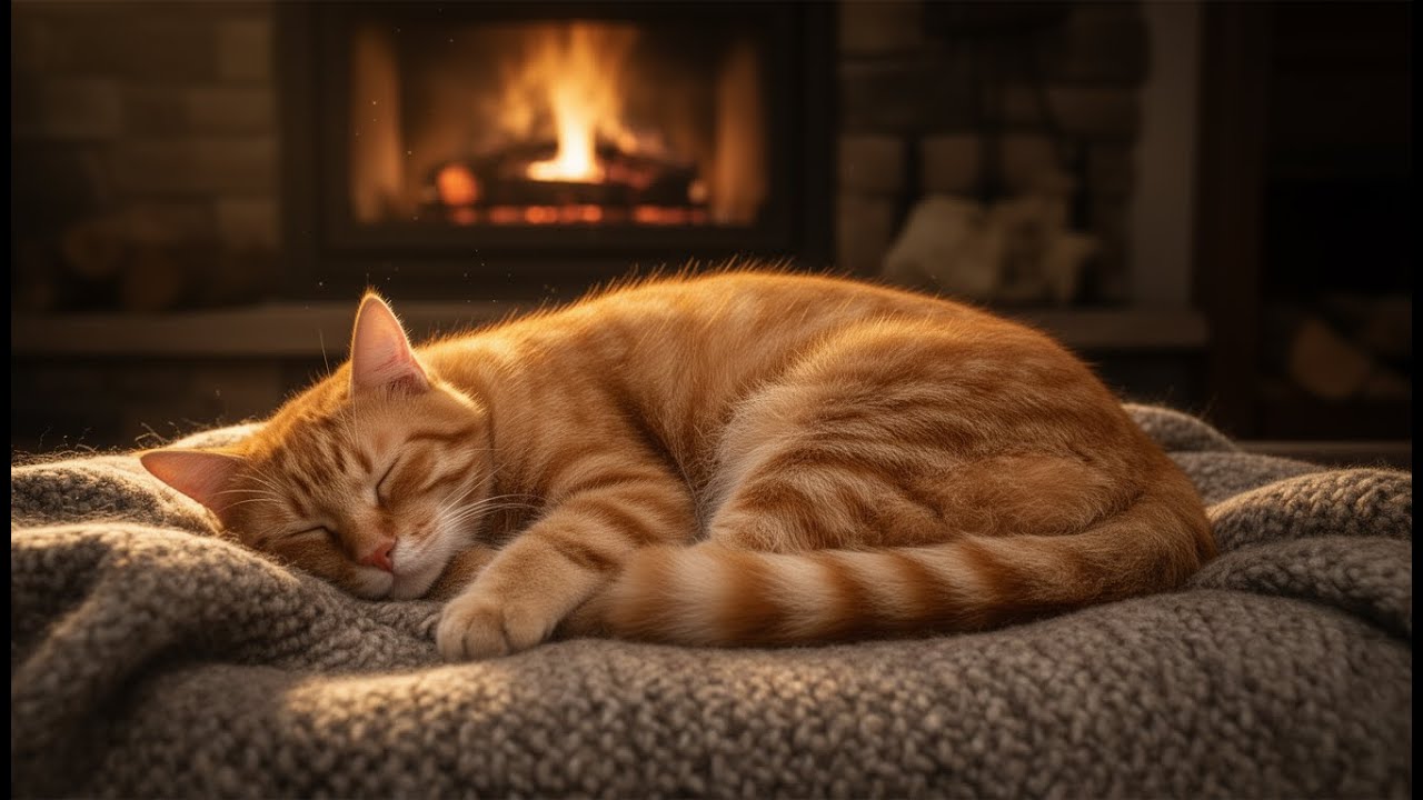 Purrfect Fireplace Nap: Cozy Cat ASMR for Deep Sleep 😴 Luna's Dream