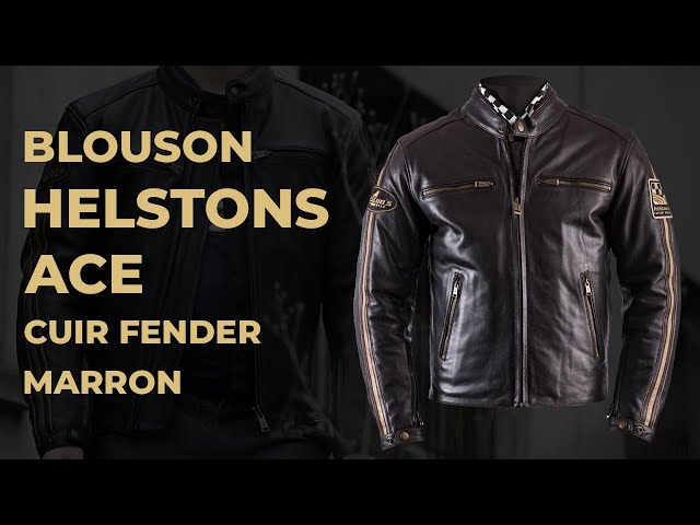 Blouson Helstons Ace cuir rag marron, blouson moto homme