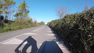 Cycling the Cornish North Coast Road B3301 through Gwithian on a sunny October day.