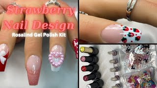 STRAWBERRY VALENTINE'S DAY NAILS WITH ROSALIND GEL POLISH | RED & PINK NAILS