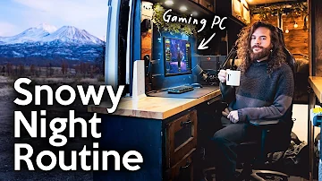 Cozy Vanlife Gaming on a Cold Night | Snowy Night Routine