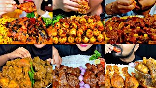 ASMR EATING SPICY CHICKEN CURRY, MUTTON CURRY, BIRIYANI | BEST INDIAN FOOD MUKBANG |Foodie India|