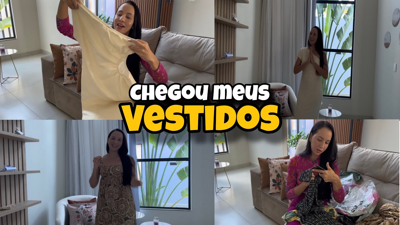 CHEGARAM meus VESTIDOS de marca 😍 provando todos!