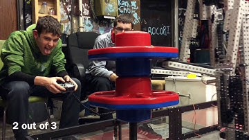 VEX team 99750A Stacking 3 Caps on ONE Pole! Showing off skill in practice! Turning point!