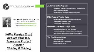 Will a Foreign Trust Reduce Your U.S. Taxes and Protect Assets  Golding & Golding (BoardCertified)