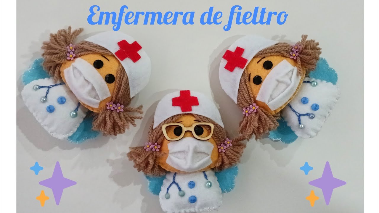 Muñeca Enfermera de fieltro 🤩(Inspiración) Moldes Gratis #muñecas #fieltro#manualidades#hechoamano