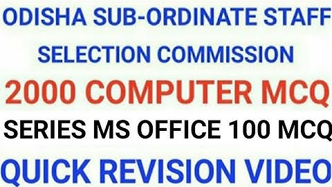 2000 Computer mcq series part - 4 for OSSSC, OPSC