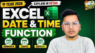 Excel Date & Time Functions Full Tutorial in Hindi | TODAY, NOW, DATEDIF, WORKDAY, WEEKDAY