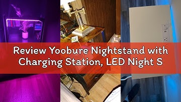 Review Yoobure Nightstand with Charging Station, LED Night Stand with Fabric Drawers and Storage She
