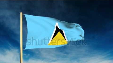 Saint Lucia flag slider style. Waving in the win with cloud background animation Stock video by