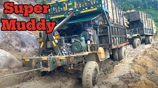 The road is so muddy, it can't be traversed in a day | Wood truck