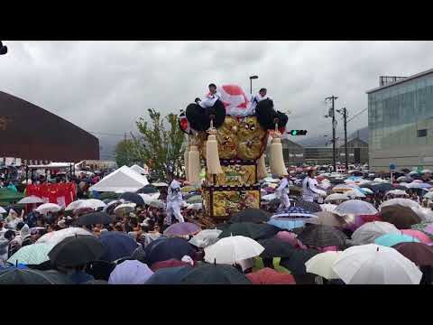 口屋太鼓 2017年新居浜市市制施行80周年記念太鼓祭りイベントでの差し上げと放り投げ