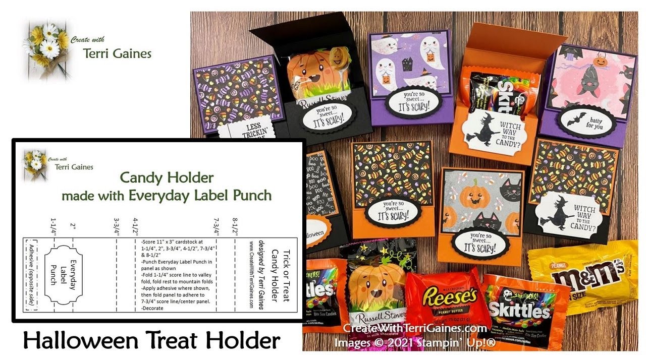 Подставка для сладостей на Хэллоуин, сделанная с помощью дырокола Everyday Label Punch