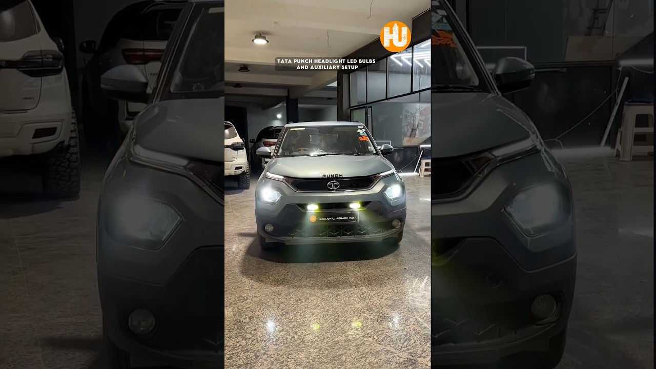 Tata Punch headlight and auxiliary upgrade. Led bulb, projector modification