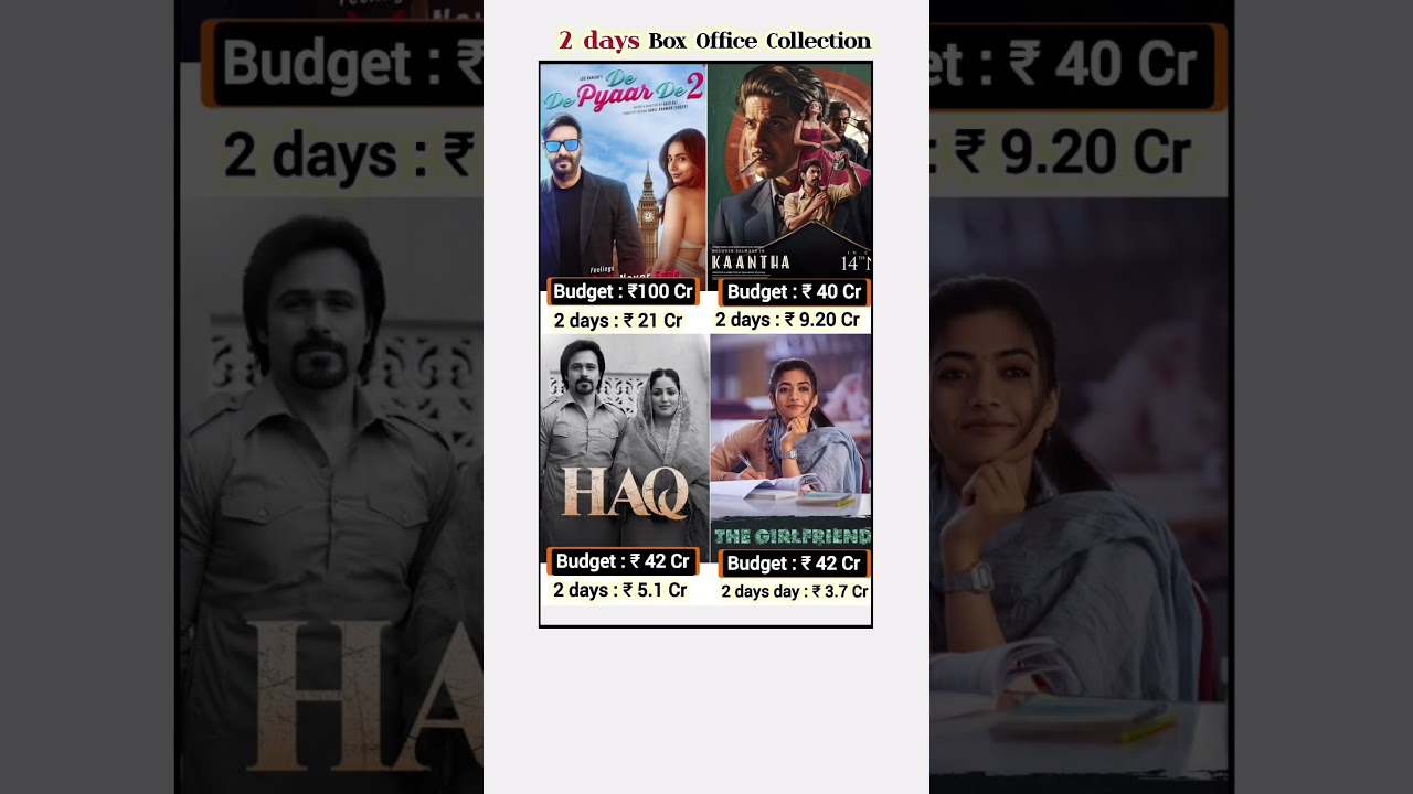 Kaantha Vs De De Pyar De Vs Haq Vs The Girlfriend 2 Days Box Office Collection | 