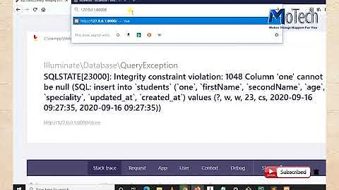 Integrity constraint violation, Column cannot be null in Laravel