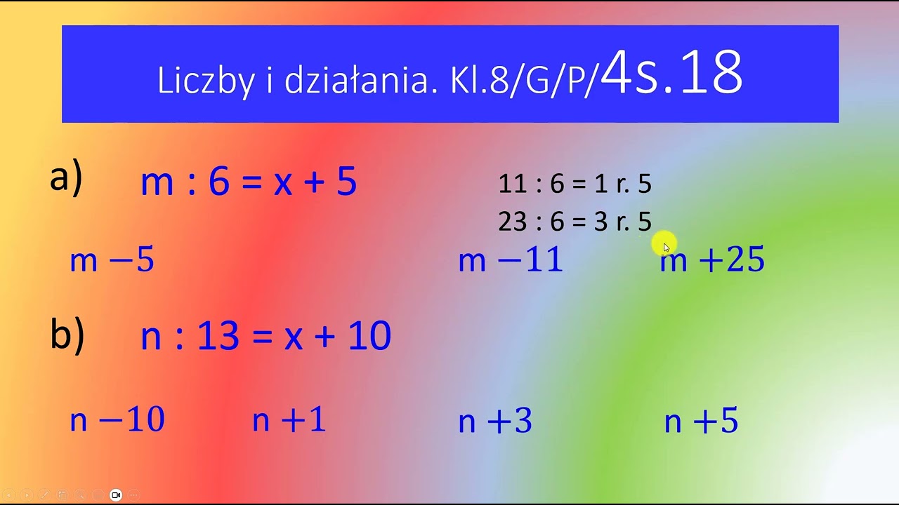 4_18 a) Resztą z dzielenia pewnej liczby m przez 6 jest 5. Które z poniższych liczb są podzielne prz