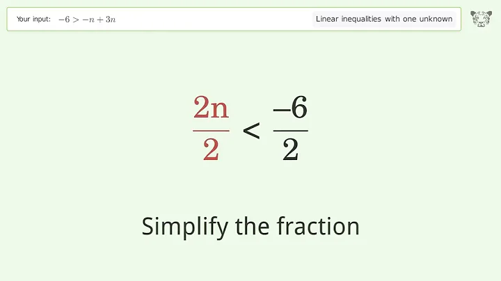 Solving Linear Inequalities: -6 is Greater Than  -n+3n