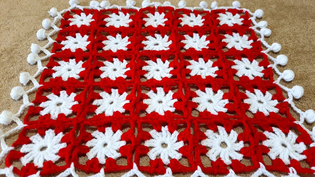 क्रोशिया मैट डिजाइन Square thalposh  Crochet table cover  Crosia ke design  @AllInOnesandhya