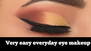simple everyday eye makeup with winged eyeliner।। How to apply eyeshadow step by step for begginers screenshot 1
