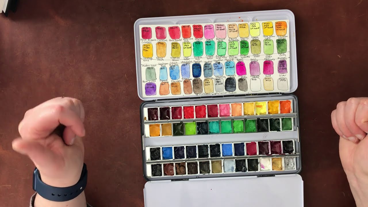 Holbein Watercolor 48 Color Set Swatching 