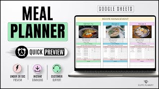 Meal Planner Template Google Sheets | Quick Preview