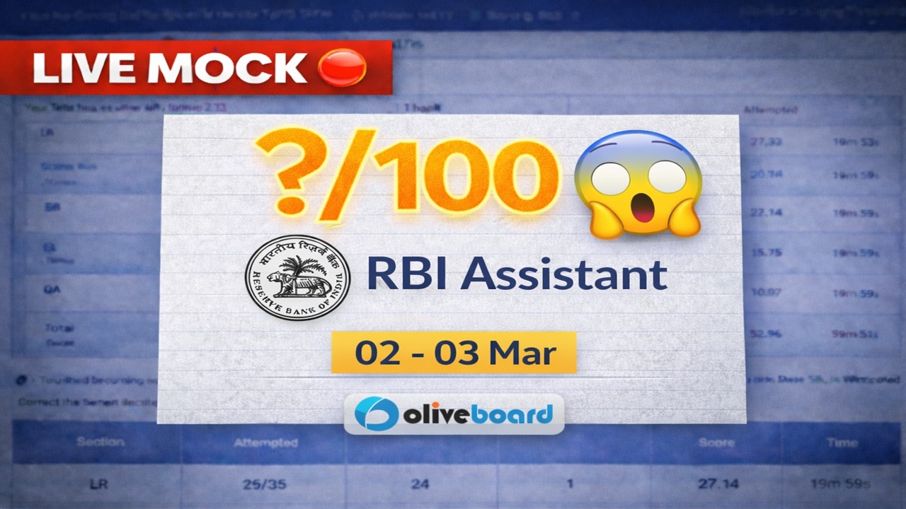 🎯Oliveboard RBI Assistant 2026 Live Mock Test 📚✍️|02-03 Mar | Share Scores📝👆| #ibpsclerk #rbi #live