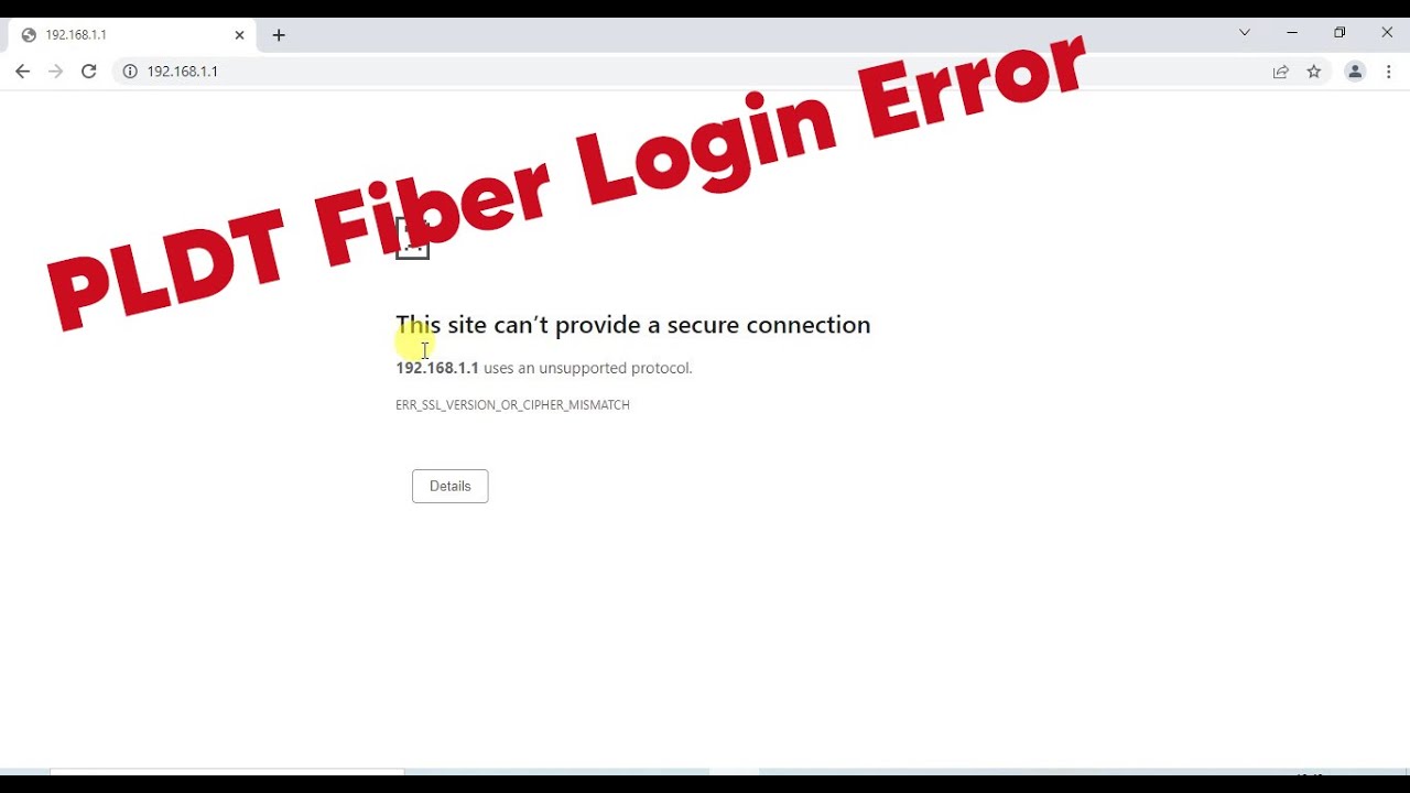 This site can't provide a secure connection PLDT login error - YouTube
