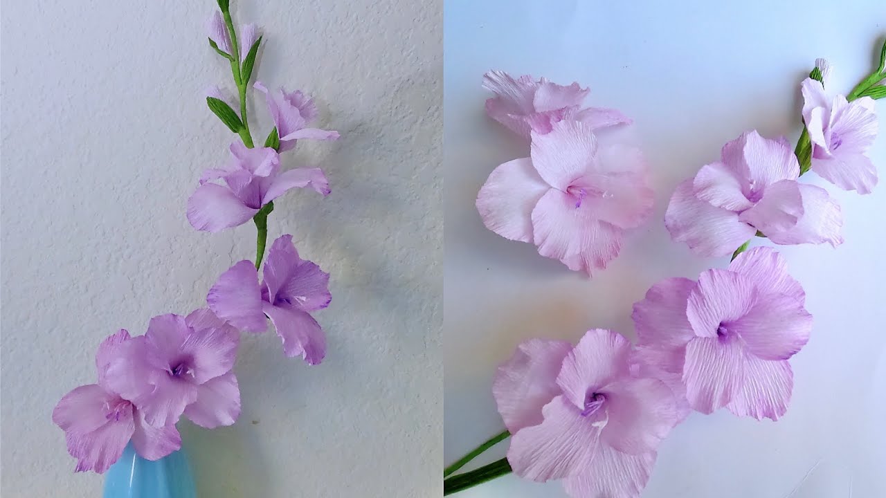 DIY紙艺劍蘭花 How To Make Paper Gladiolus From Crepe Paper Gladiolus