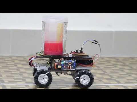 Reinforcement Learning based Slosh Minimization - Setup with Four-Wheeled Bot