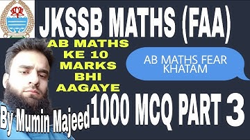 PART 3|| 1000MCQ || JKSSB(maths) FINANCE ACCOUNTS ASSISTANT