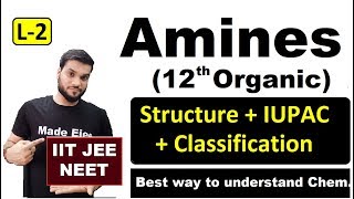 (L-2) Amines (12th Organic) || Structure + Classification + IUPAC naming || JEE NEET