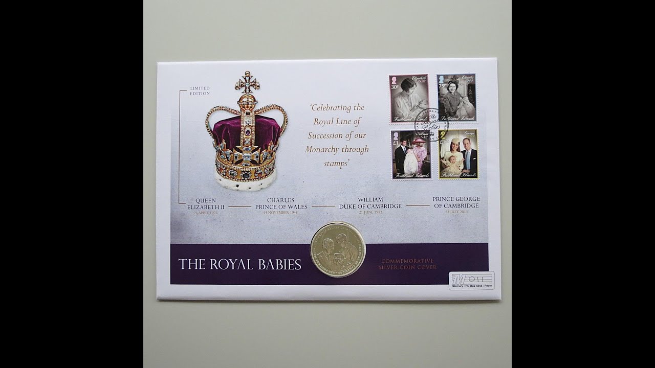 2014 The Royal Babies Silver $5 Dollars Coin Cover - Westminster First Day Covers Falkland Islands
