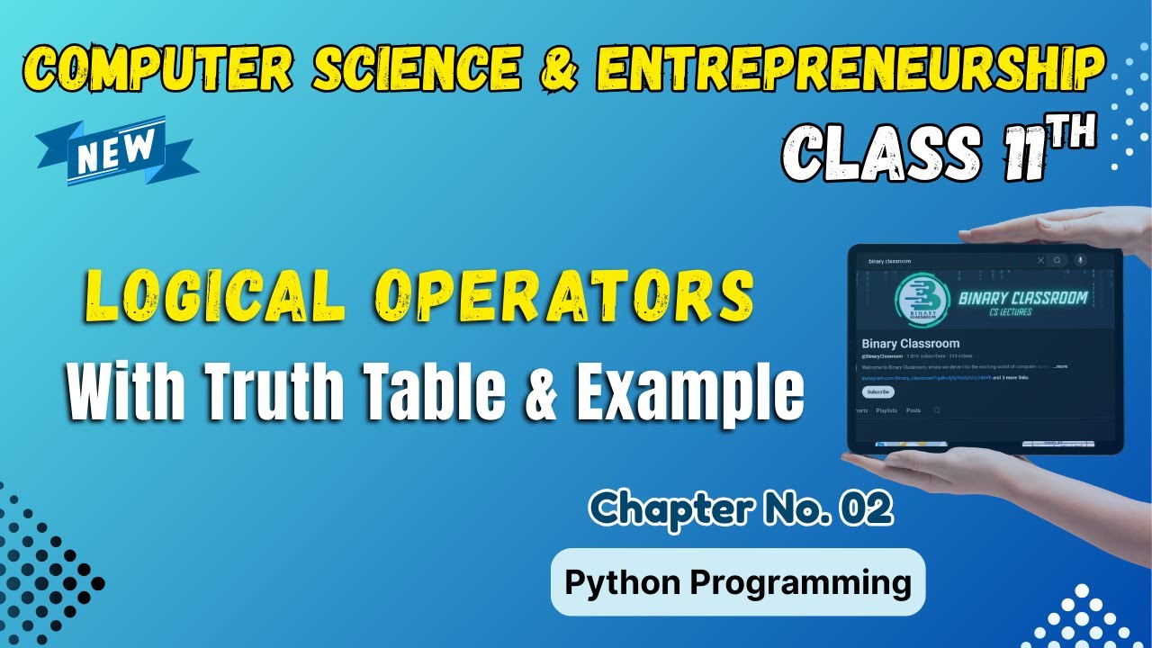 060 Logical Operators Chapter 2 Python Programming Class 11th Computer ...