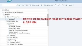 How to create number range for vendor master in SAP MM/vendor master
