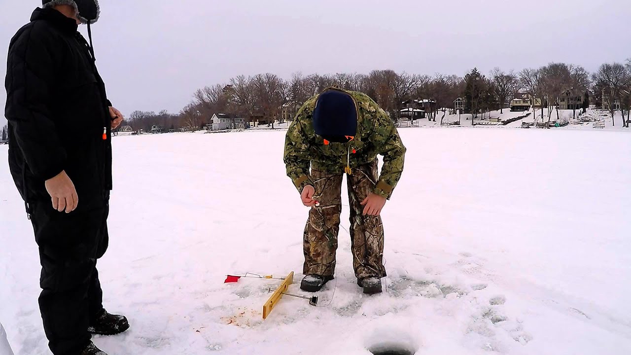 Tip up ice fishing SE Wisconsin YouTube