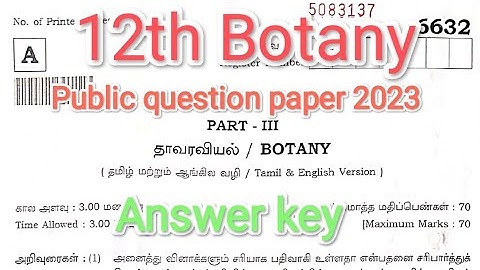12th Botany Public question paper 2023 answer key