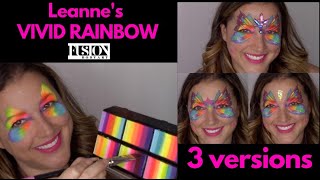 Leanne's Vivid Rainbow Butterfly with 3 versions ~ Face Paint ~ Arielpaints