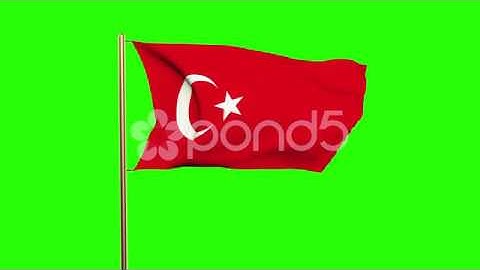 Turkey Flag Waving In The Wind. Looping Sun Rises Style. Animation Loop. Green