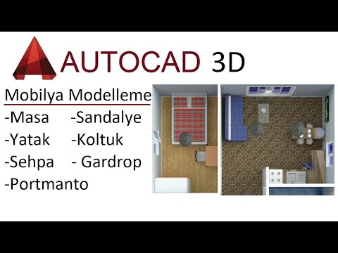 Autocad 3D Ders - 6 - Masa, Sandalya, Yatak, Koltuk Yapımı (Yatak Odası Modelleme)