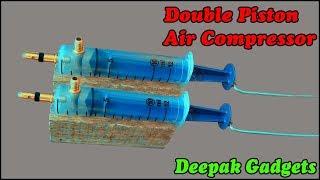 Make a Double Piston Air Compressor using Syringe