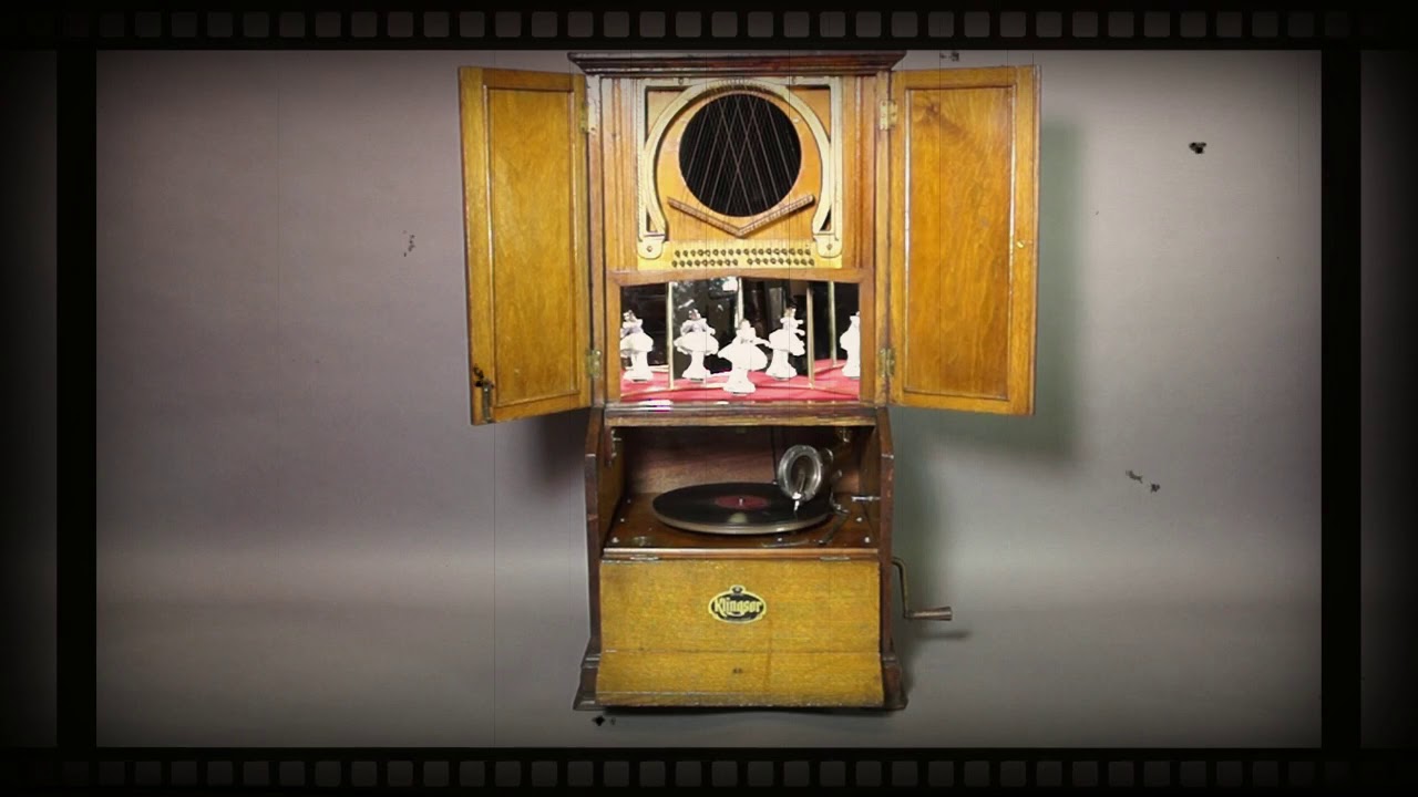 Klingsor Phonograph with dancing doll Grammophone - YouTube