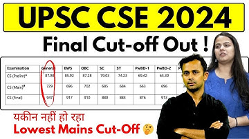 UPSC 2024 Official Final Cut-Off | Lowest Mains Cut-Off | UPSC Category-Wise Cut Off Analysis