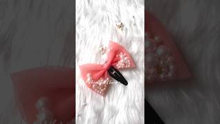 Cute Tulle bow hair clip ✨ #tulle #bow #hairclip #cute #shorts #beads #clip #hair #diy #craft #bead