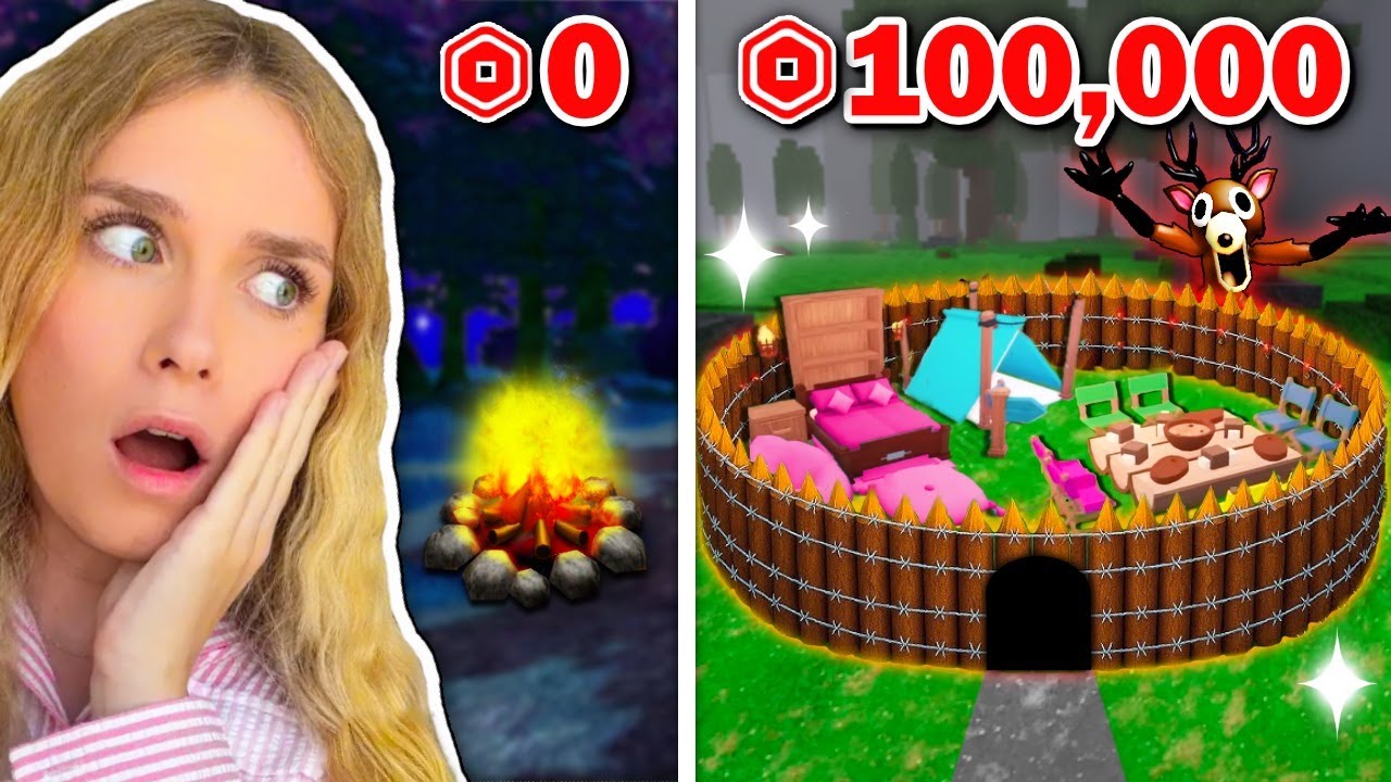 $0 VS $100,000 Robux In 99 Nights In The Forest (Roblox)